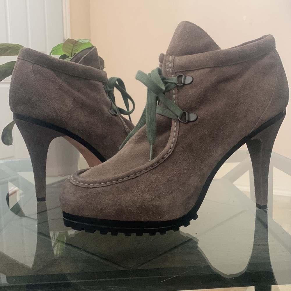 ASH Poppy Suede Heeled Lace Up Bootie